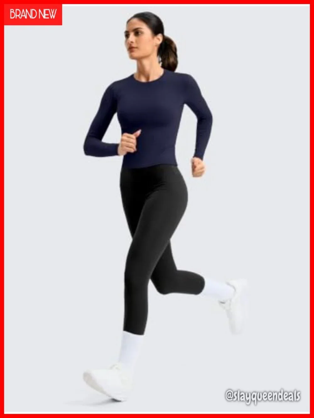 Lightweight Long Sleeve Workout Top Tight Fit Crewneck Athletic Shirt